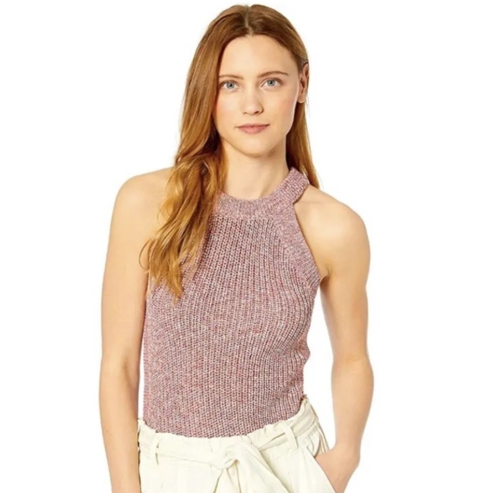Ella Moss Margot Chunky Knit Sleeveless Sweater Top, Coral Flames, Fall, S